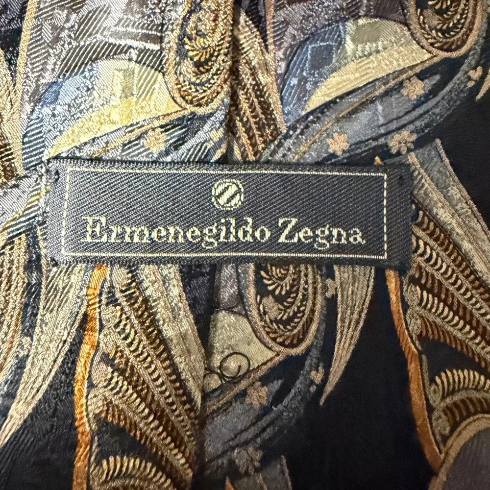 Ermenegildo Zegna Silk Necktie Mens Designer Abstract Art Luxury Elegant